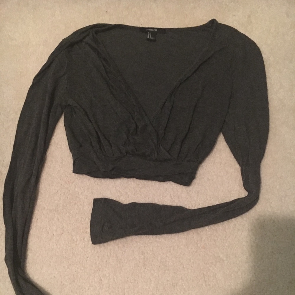 Long sleeve wrap crop-top
